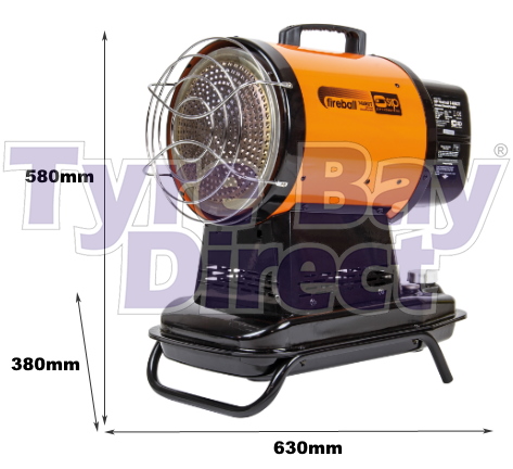 09311 SIP Fireball 74XRDT Infrared Diesel Heater dimensions