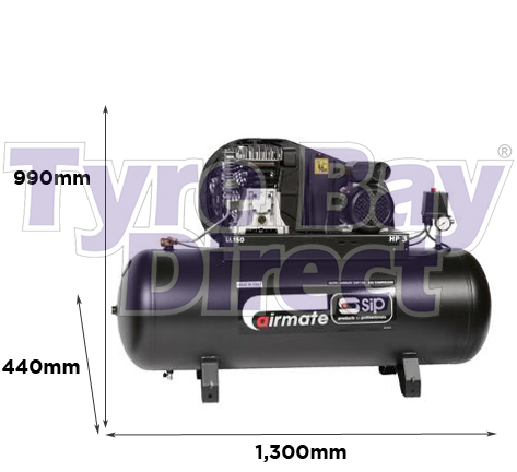 TBD06290 dimensions SIP Airmate TN3/150-SRB Belt Drive Oil Lubricated Air Compressor dimensions