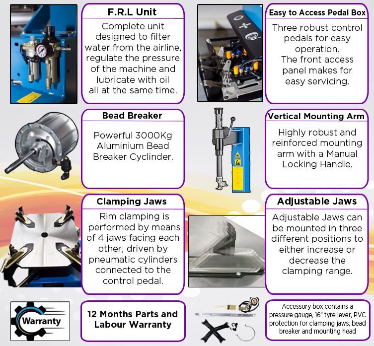 TC220 - Atlas 24" Semi Automatic Tyre Changer TC220 - Atlas 24" Semi Automatic Tyre Changer